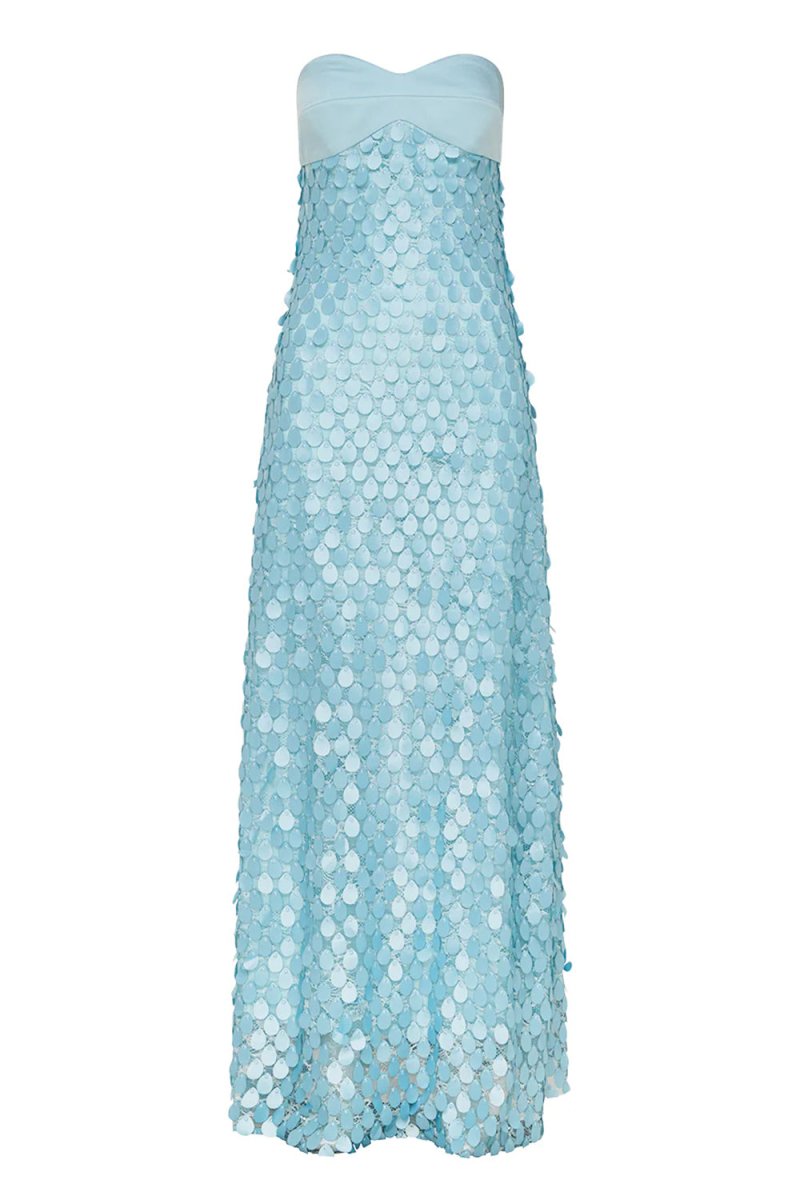 Sheath Strapless Long Prom Dresses with Sequins