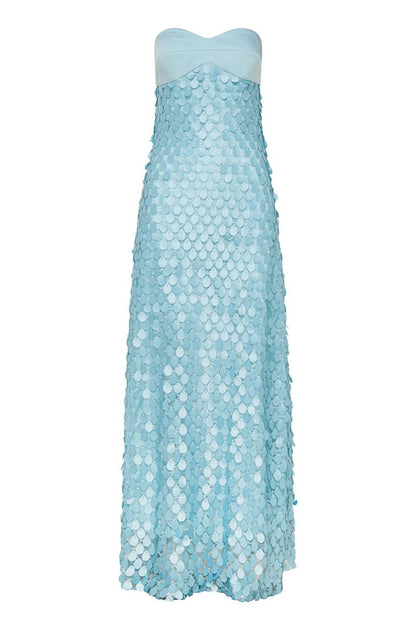 Sheath Strapless Long Prom Dresses with Sequins