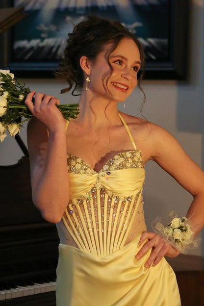 Sweetheart Sleeveless Sequined Beaded Satin Pleated Mermaid Prom Dress