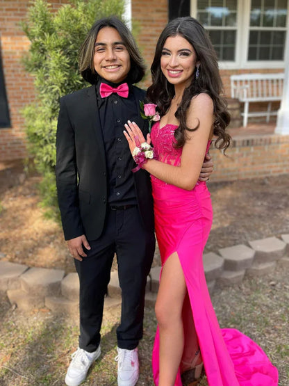 Long Fuchsia Prom Dresses Corset Formal Gown