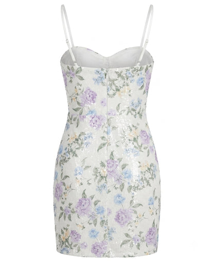 Floral Corset Mini Dress with Spaghetti Straps