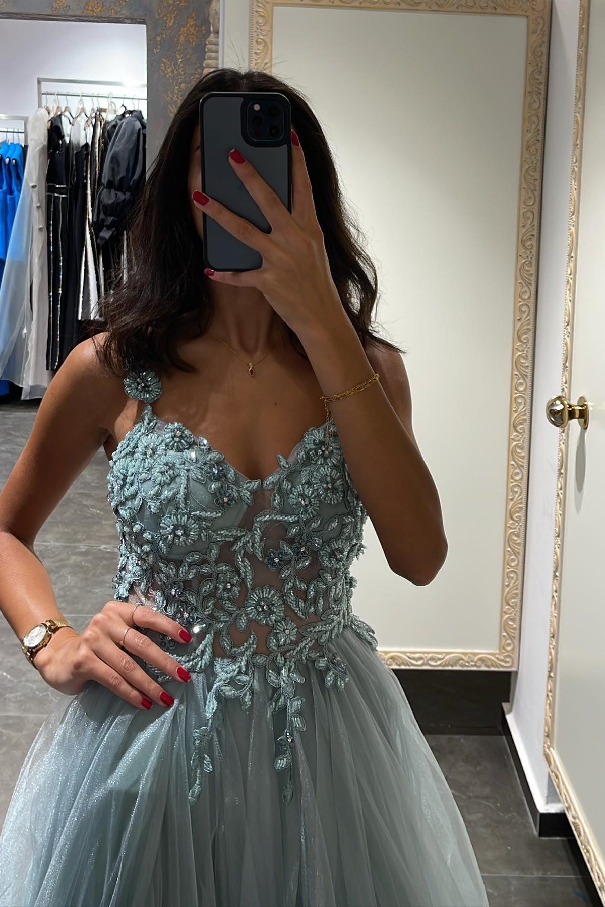 Mermaid Appliques Prom Dress with Beading