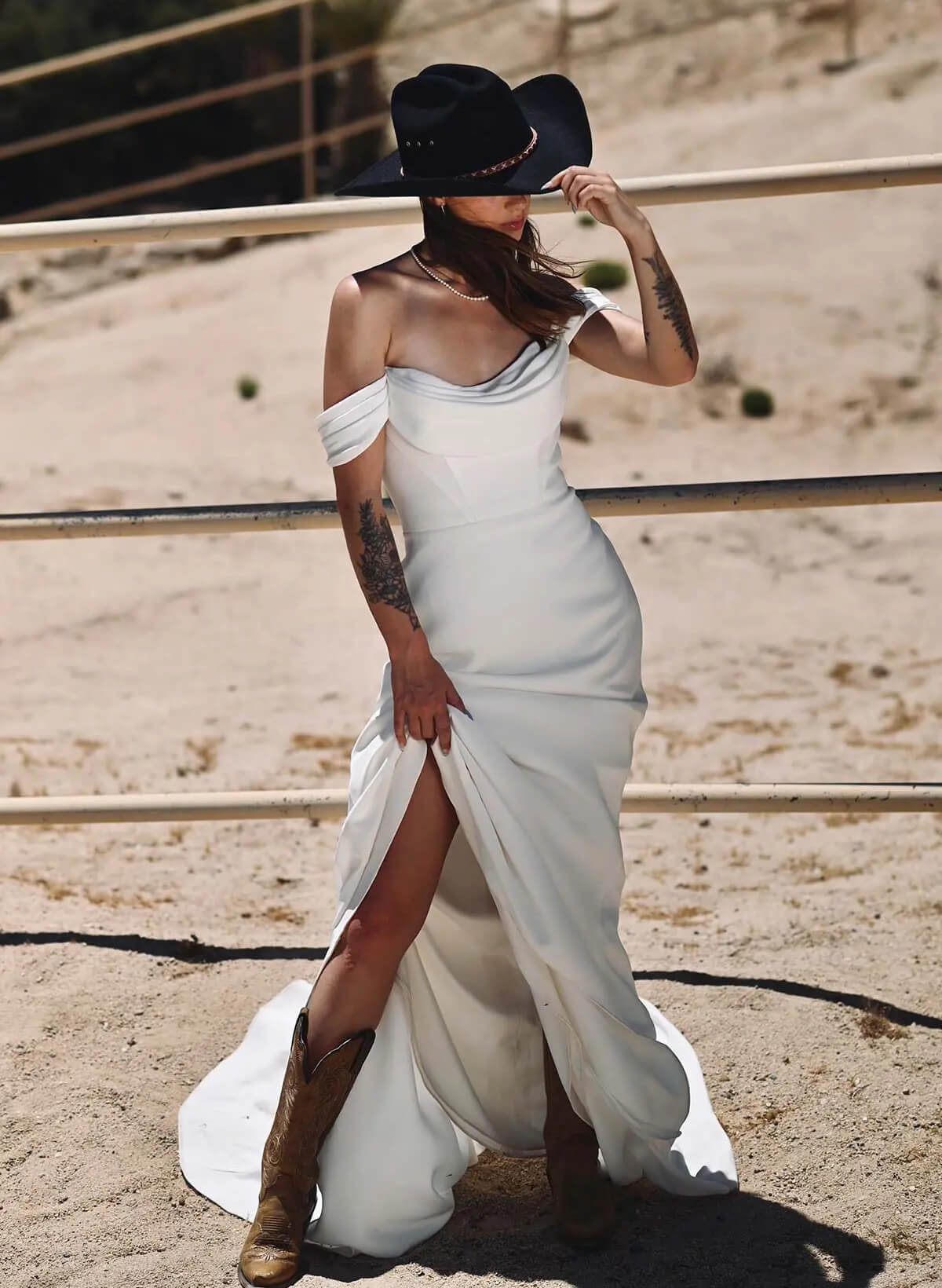 Off-the-Shoulder Wedding Dresses Cowl Neck