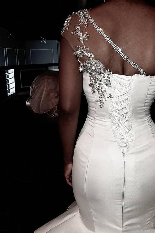 One-Strap Beaded Sequined Mermaid Wedding Dress