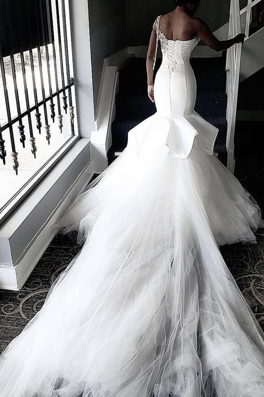 One-Strap Beaded Sequined Mermaid Wedding Dress