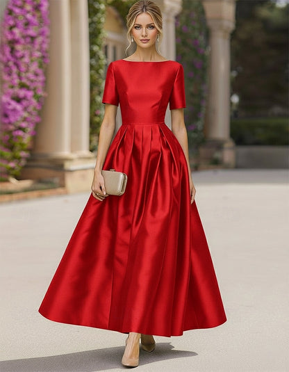 Half Sleeve A-Line Ankle-Length Evening Dress