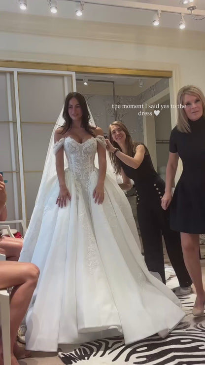 Lace Applique Ball Gown Wedding Dress with Corset