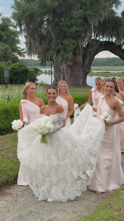 Lace Off-the-Shoulder Ball Gown Wedding Dress