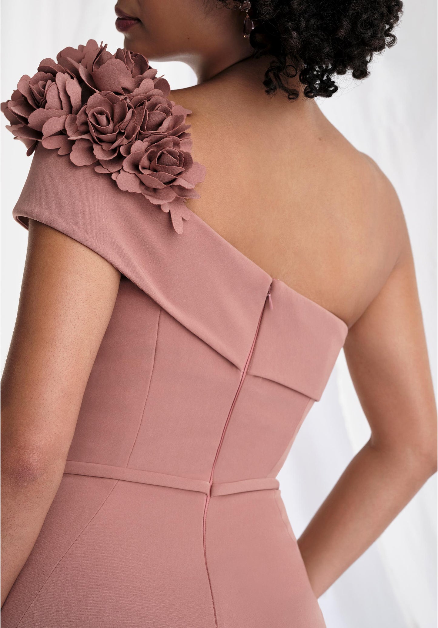 One Shoulder Fit and Flare Evening Gown