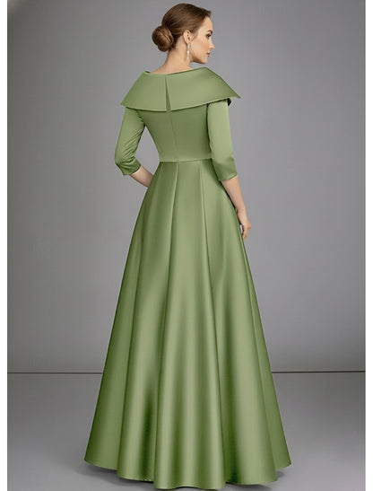 V-Neck Half Sleeve Applique Sequins A-Line Evening Dress Formal