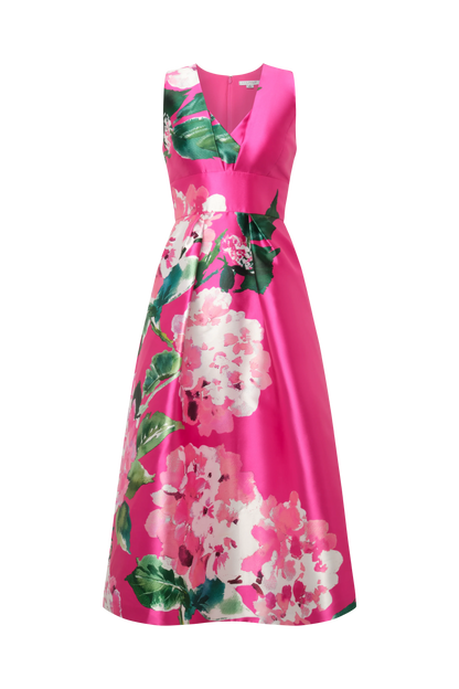 Pink Spring A-Line Tea Length Dress