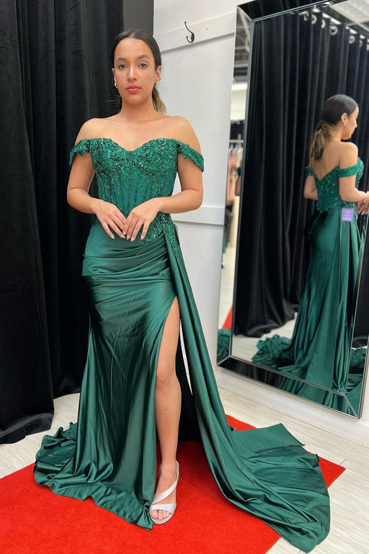 Royal Blue Formal Dress Off the Shoulder Mermaid Prom Dress Appliques