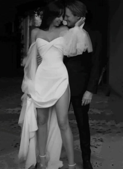 Satin Wedding Dress for Summer Beach Church Resort