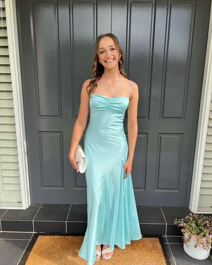 Sheath Strapless Yellow Maxi Dress Satin Wedding Guest Dress