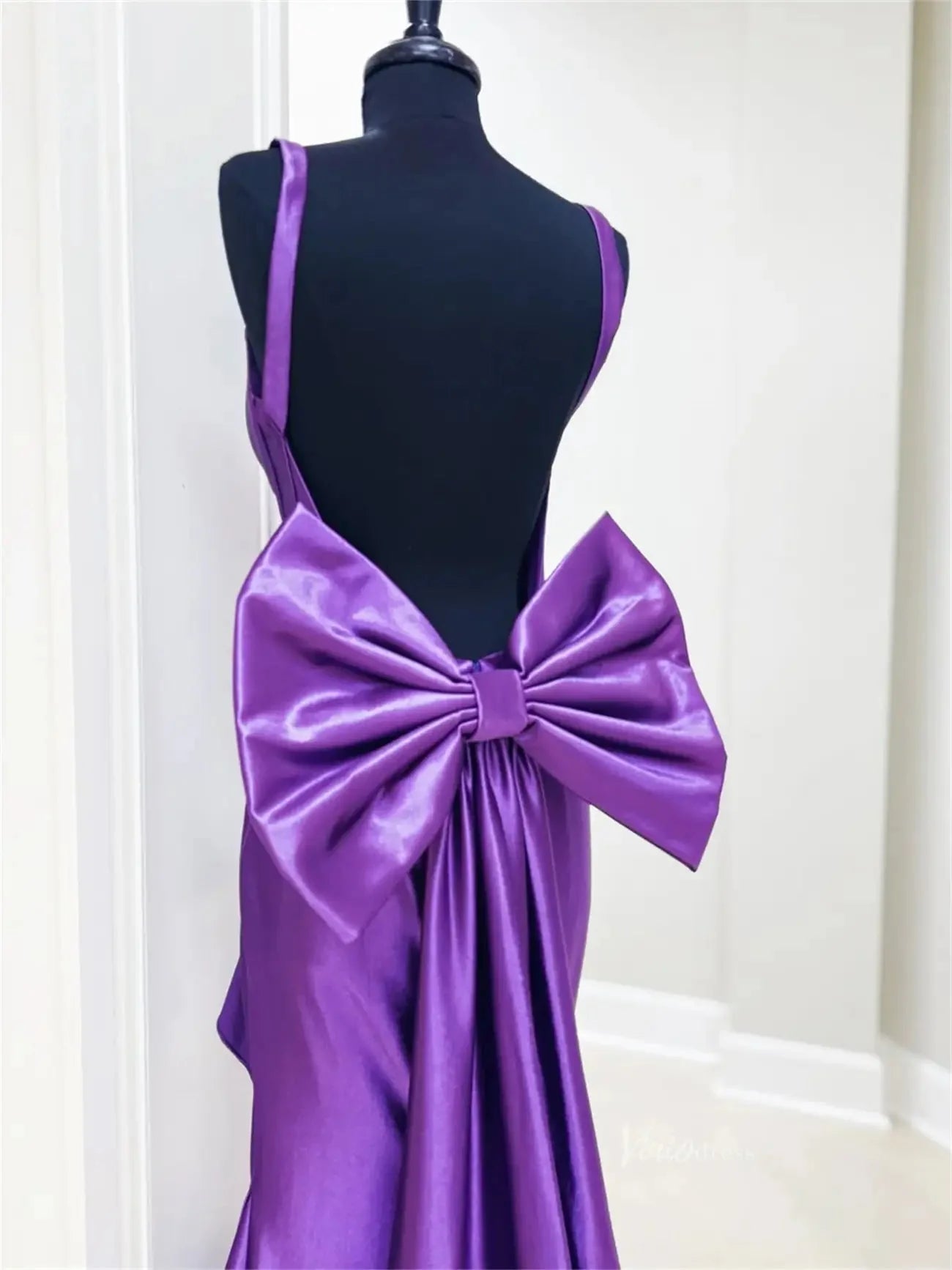Shiny Purple Satin Mermaid Prom Dress