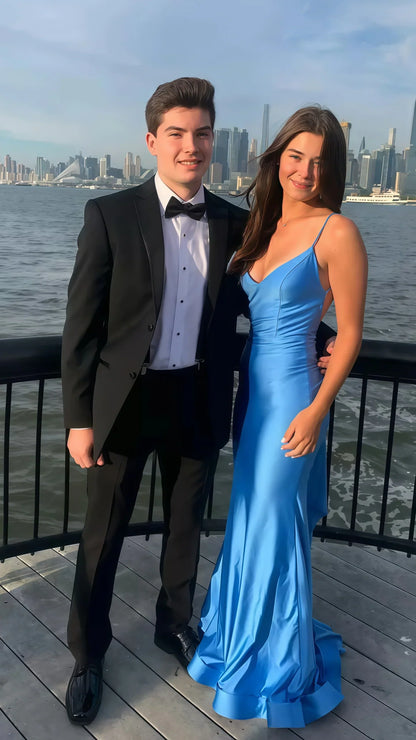 Simple purple Prom Dress Satin Mermaid Evening Dress