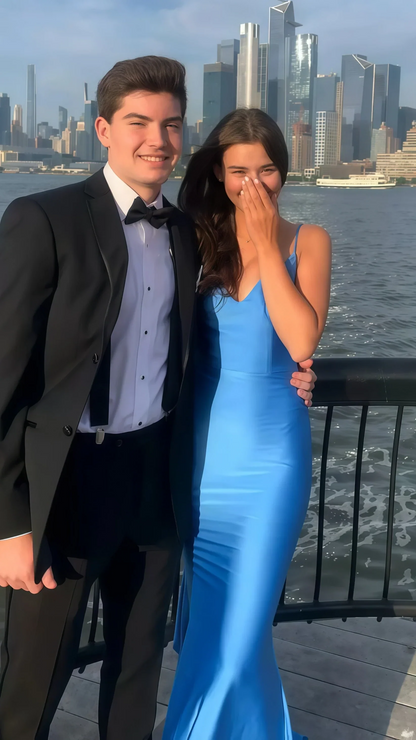 Simple purple Prom Dress Satin Mermaid Evening Dress