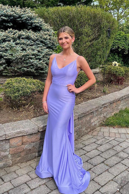 Simple purple Prom Dress Satin Mermaid Evening Dress