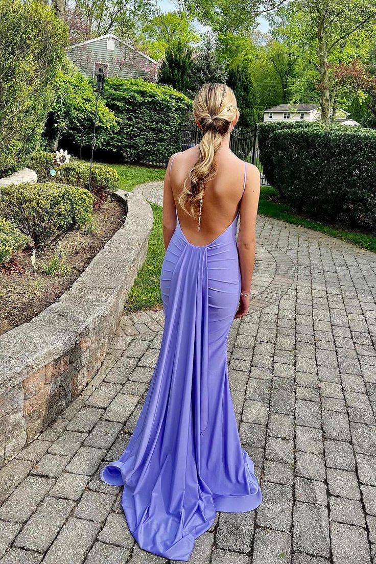 Simple purple Prom Dress Satin Mermaid Evening Dress