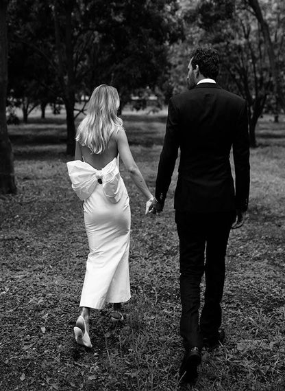 Strapless Sleeveless Ankle-Length Wedding Dresses Bows