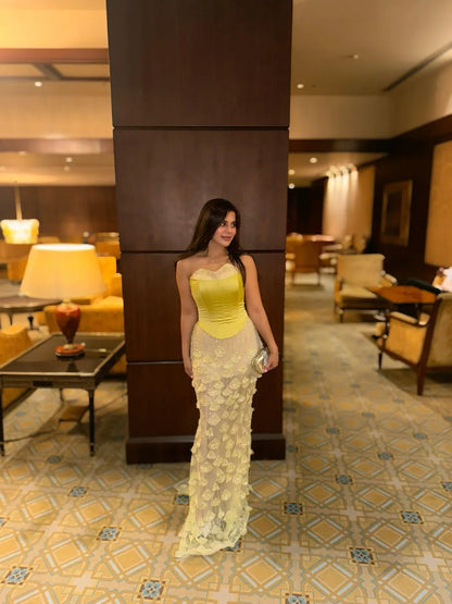 Sweetheart Sleeveless Sequined Floral Appliques Floor-Length Mermaid Prom Dress